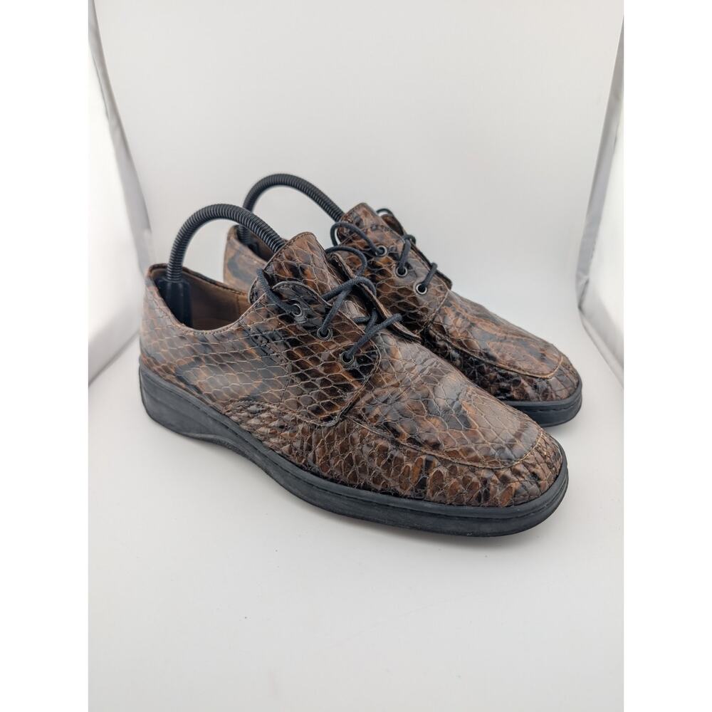 Helle Comfort By Romu's Size 9 Women's Snakeskin Shoes Lace Up Brown 40 Oxfords